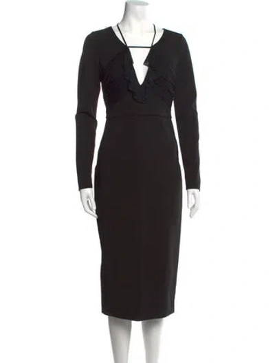Pre-owned Cushnie Square Neckline Long Dress In Black