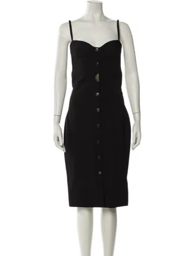 Pre-owned Cushnie Square Neckline Midi Length Dress In Black