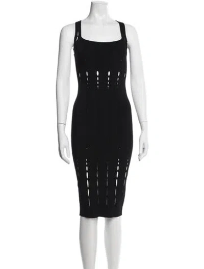 Pre-owned Cushnie Square Neckline Midi Length Dress In Black