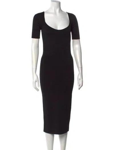 Pre-owned Cushnie Square Neckline Midi Length Dress In Black