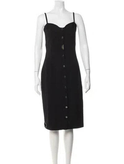 Pre-owned Cushnie Square Neckline Midi Length Dress In Black