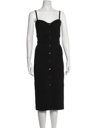 Pre-owned Cushnie Square Neckline Midi Length Dress In Black
