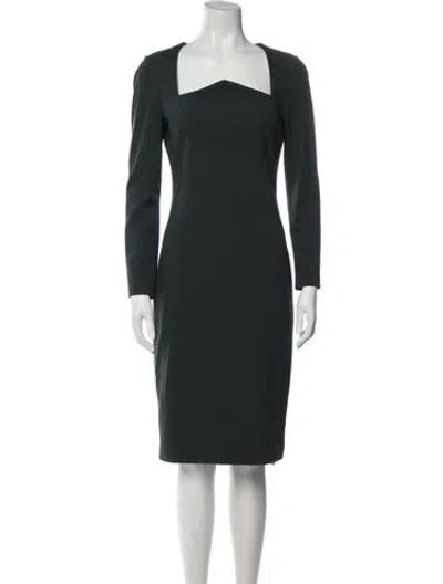 Pre-owned Cushnie Square Neckline Midi Length Dress In Green