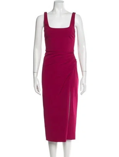Pre-owned Cushnie Square Neckline Midi Length Dress In Red