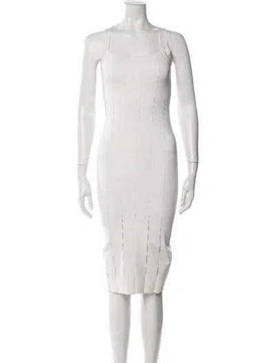 Pre-owned Cushnie Square Neckline Midi Length Dress In White