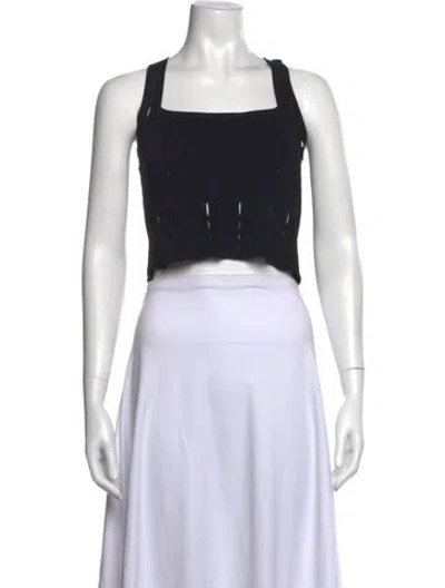 Pre-owned Cushnie Square Neckline Sleeveless Crop Top In Black