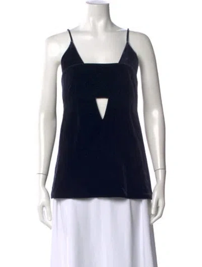 Pre-owned Cushnie Square Neckline Sleeveless Top In Black/blue