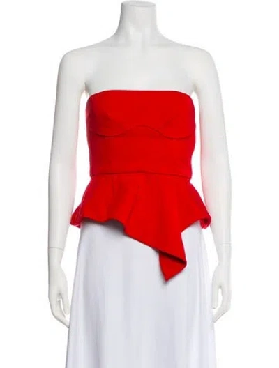 Pre-owned Cushnie Strapless Crop Top In Red