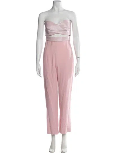 Pre-owned Cushnie Strapless Jumpsuit In Pink