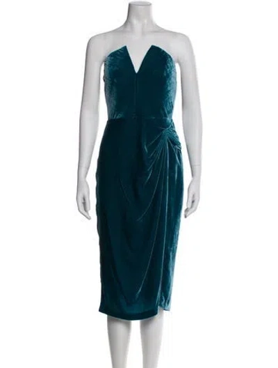 Pre-owned Cushnie Strapless Knee-length Dress In Blue