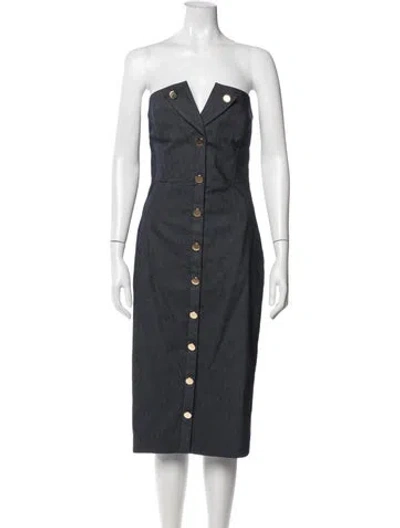Pre-owned Cushnie Strapless Knee-length Dress In Blue