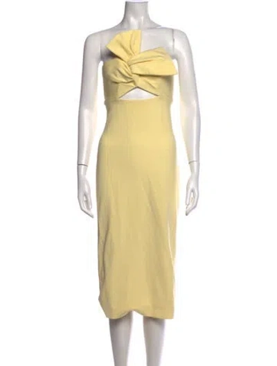 Pre-owned Cushnie Strapless Midi Length Dress In Yellow