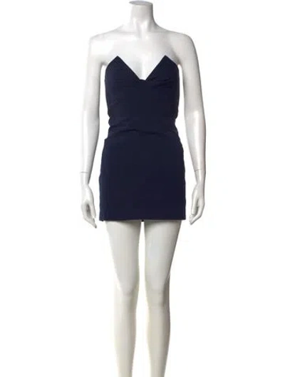 Pre-owned Cushnie Strapless Mini Dress In Blue