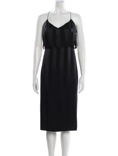 Pre-owned Cushnie Striped Knee-length Dress In Black