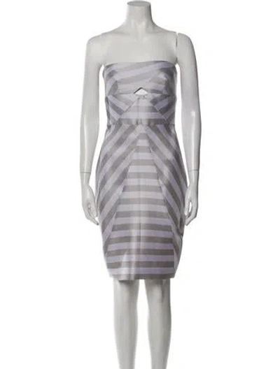 Pre-owned Cushnie Striped Knee-length Dress In Gray