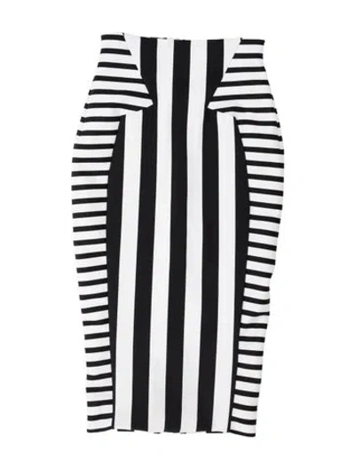 Pre-owned Cushnie Striped Midi Length Skirt In Black