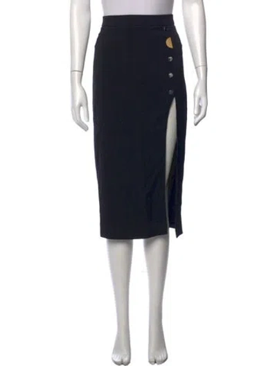 Pre-owned Cushnie Studded Accents Midi Length Skirt In Black