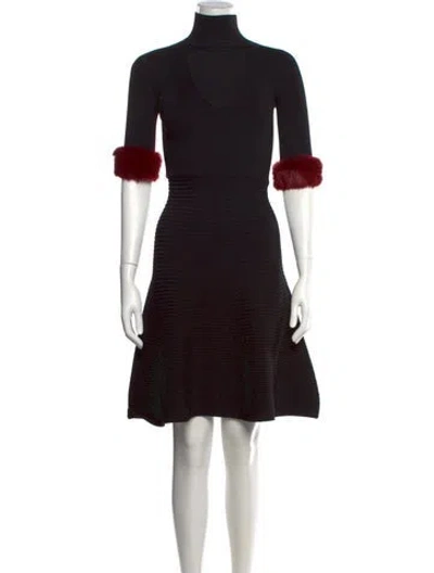 Pre-owned Cushnie Turtleneck Knee-length Dress In Black