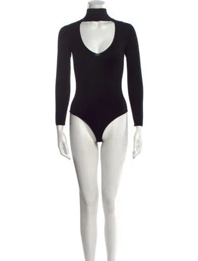 Pre-owned Cushnie Turtleneck Long Sleeve Bodysuit In Black