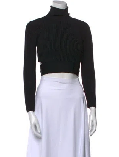 Pre-owned Cushnie Turtleneck Long Sleeve Crop Top In Black