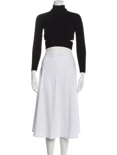 Pre-owned Cushnie Turtleneck Long Sleeve Crop Top In Black