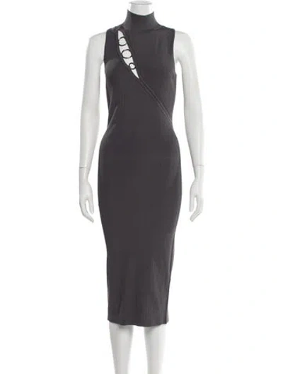 Pre-owned Cushnie Turtleneck Midi Length Dress In Gray