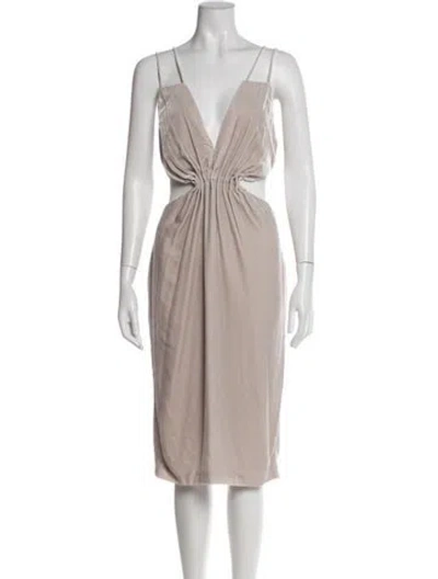 Pre-owned Cushnie Velour Midi Length Dress In Neutral