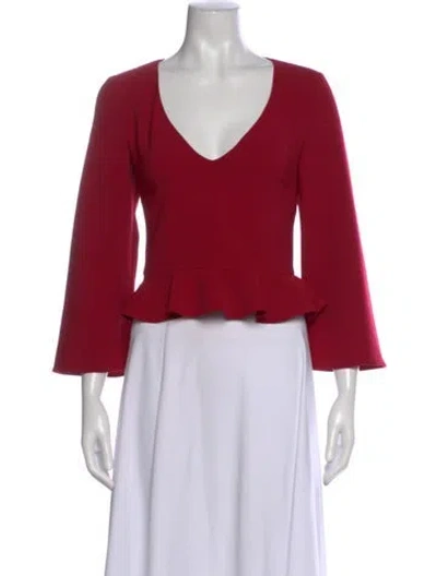 Pre-owned Cushnie Vintage V-neck Top In Red