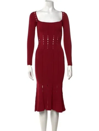 Pre-owned Cushnie Virgin Wool Midi Length Dress In Red