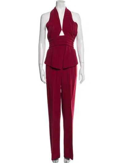 Pre-owned Cushnie V-neck Jumpsuit In Red