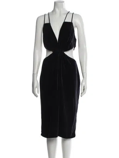 Pre-owned Cushnie V-neck Knee-length Dress In Black
