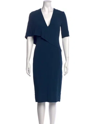 Pre-owned Cushnie V-neck Knee-length Dress In Blue