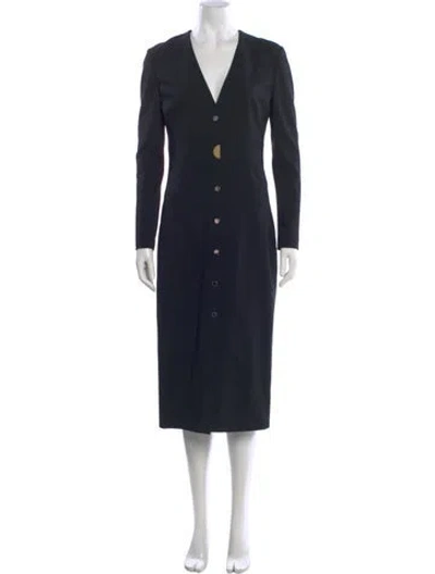 Pre-owned Cushnie V-neck Knee-length Dress In Blue