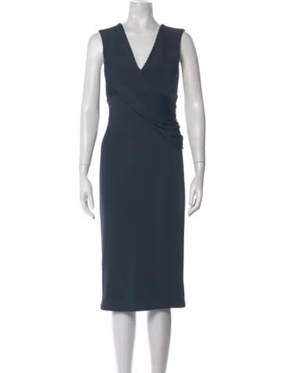 Pre-owned Cushnie V-neck Knee-length Dress In Blue