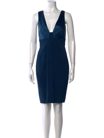 Pre-owned Cushnie V-neck Knee-length Dress In Blue