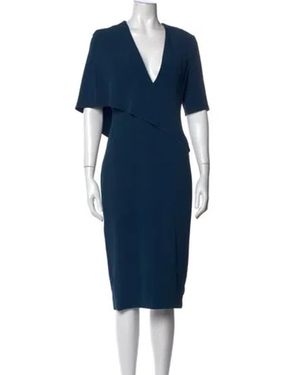 Pre-owned Cushnie V-neck Knee-length Dress In Blue