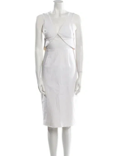 Pre-owned Cushnie V-neck Knee-length Dress In Neutral