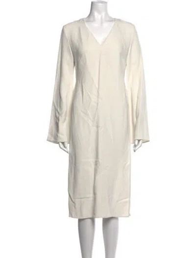 Pre-owned Cushnie V-neck Knee-length Dress In Neutrals
