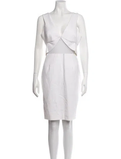 Pre-owned Cushnie V-neck Knee-length Dress In Neutrals