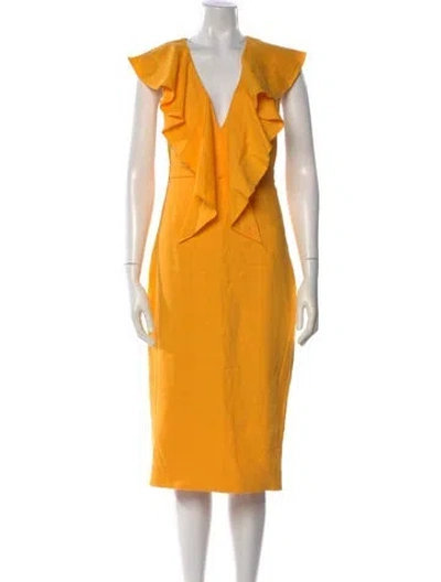 Pre-owned Cushnie V-neck Knee-length Dress In Orange