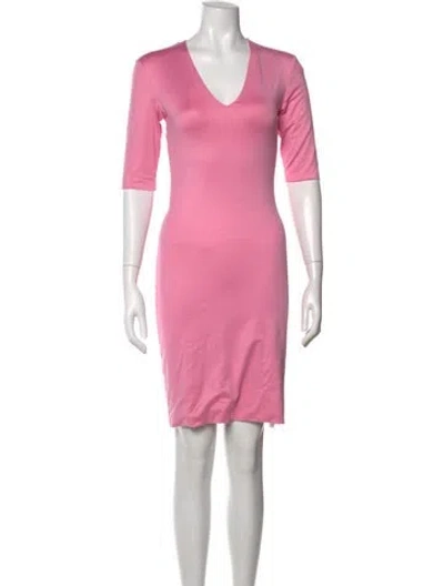Pre-owned Cushnie V-neck Knee-length Dress In Pink