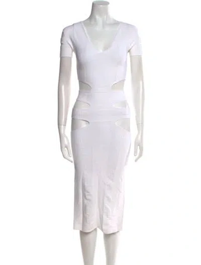Pre-owned Cushnie V-neck Knee-length Dress In White