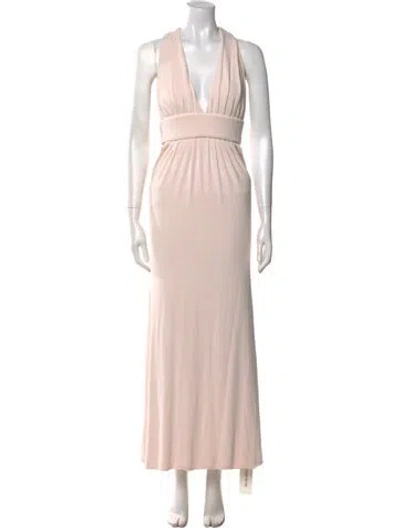 Pre-owned Cushnie V-neck Long Dress In Neutral