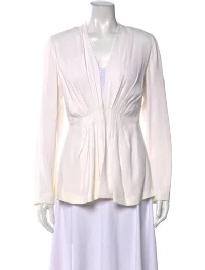 Pre-owned Cushnie V-neck Long Sleeve Blouse In Neutral