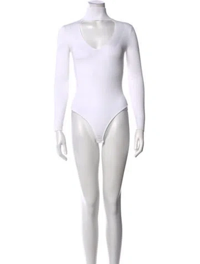 Pre-owned Cushnie V-neck Long Sleeve Bodysuit In Neutrals