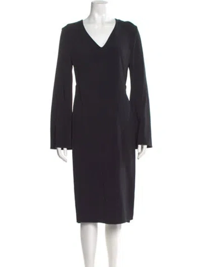Pre-owned Cushnie V-neck Midi Length Dress In Black