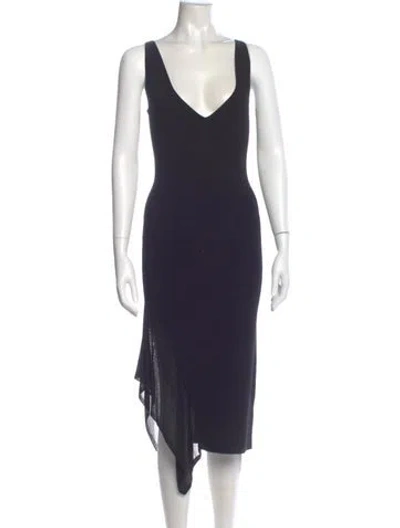 Pre-owned Cushnie V-neck Midi Length Dress In Black
