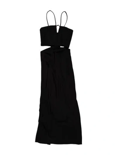 Pre-owned Cushnie V-neck Midi Length Dress In Black