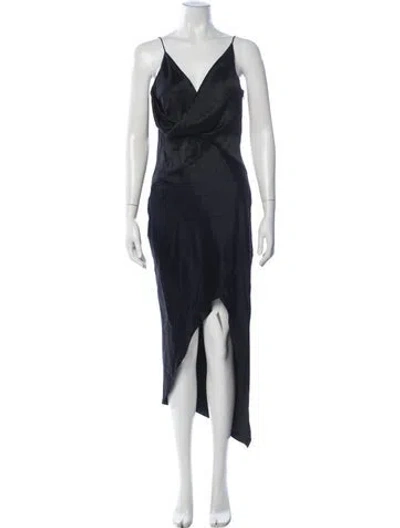 Pre-owned Cushnie V-neck Midi Length Dress In Blue