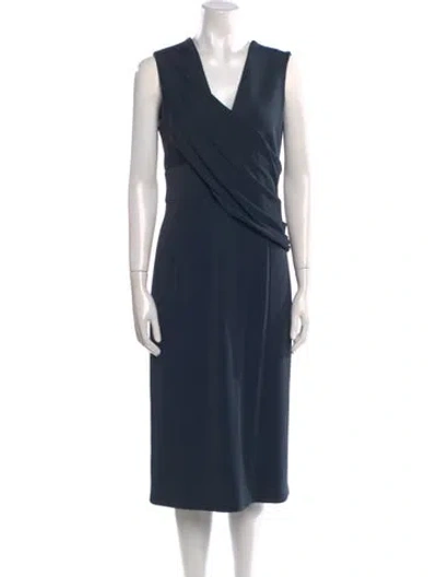 Pre-owned Cushnie V-neck Midi Length Dress In Green